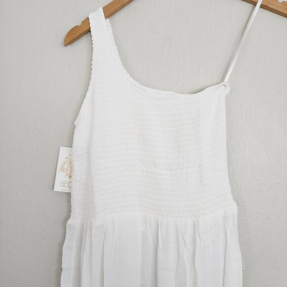 NEW Becca Swim White Ponza White Smocked One-Shoulder Swim Cover-Up Dress - Picture 9 of 11